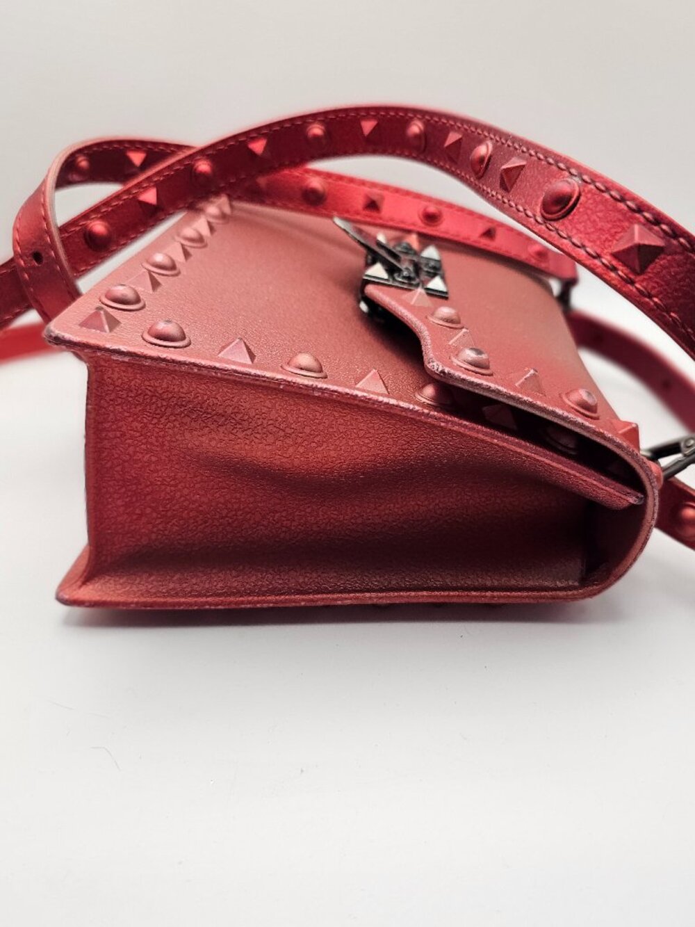 Pink‑Burgundy Jelly Studded Crossbody / Top‑Handle Bag - Picture 7 of 9